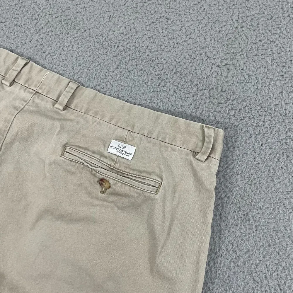 Vineyard Vines Breaker Shorts Men 42 Tan Chino Classic Flat‎ Front Golf